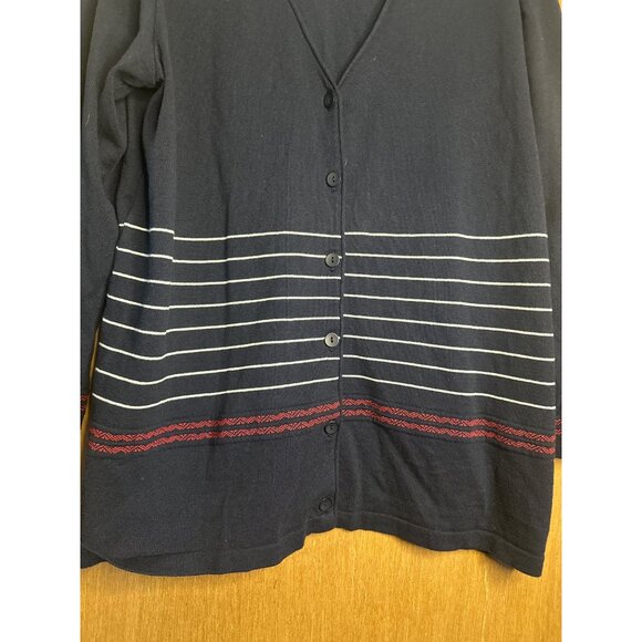 Navy Blue Women’s XL Cardigan Sweater Button Front Preppy Chic Layering - Picture 2 of 7